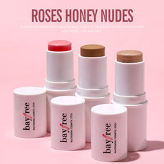 KIMUSE Cream Blush Stick, Highlighter & Contouring Stick, Creamy Texture with Luminous Finish, Versatile, Easy to Use, Makeup for All Skin Types (Roses Honey Nudes)