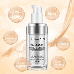 TLM 2 PACK Color Changing Foundation Liquid Base, Concealer Cover Cream,All Day Flawless Warm Skin Tone BB Cream Makeup Base Concealer for All Skin SPF15