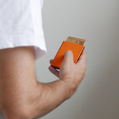 OGON Aluminum automatic card holder Slider - RFID Blocking – The original minimalist slim wallet for men and women - Up to 6 cards