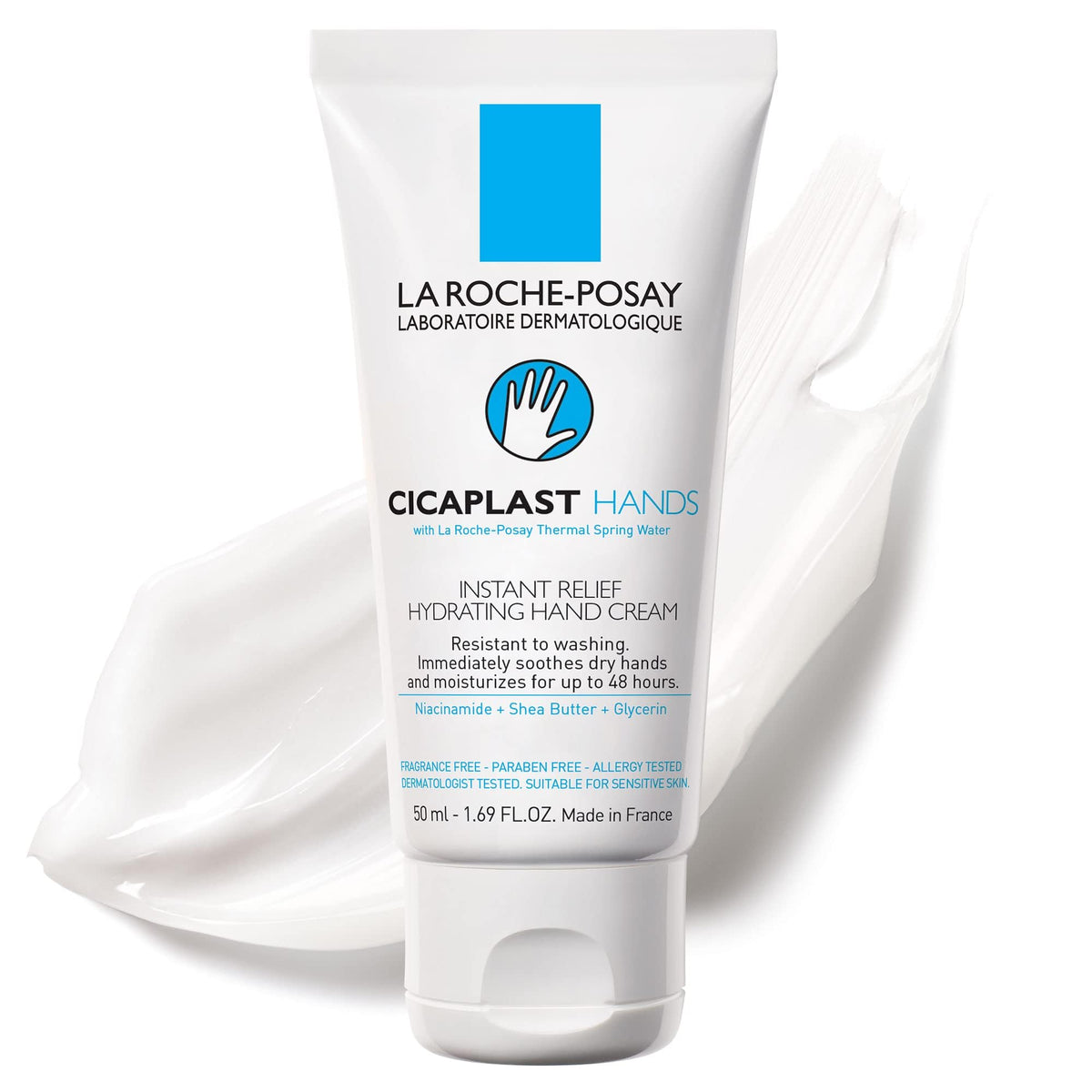 La Roche-Posay Cicaplast Hand Cream, Instant Relief Moisturizing Hand Lotion for Dry Hands, Fragrance Free, 1.69 fl. oz.