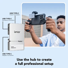 Lexar Professional GO 2TB Portable SSD with Hub 1050MB/s (LSL400S002T-RNSNU) - Silver