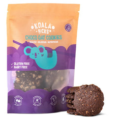 Koala Picks Choco Oat Cookies – Gluten Free, Nut Free, Dairy Free, No Refined Sugar, No Preservatives, Organic Oats, Healthy Snack, Tasty Treat, Guilt-Free Biscuits, Chocolate Flavored - 8pcs, 160g