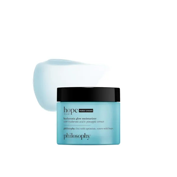 philosophy hope in a jar glow water cream face moisturizer with hyaluronic acid & pineapple extract provides 72-hour hydration & primes skin for makeup - 2 fl oz