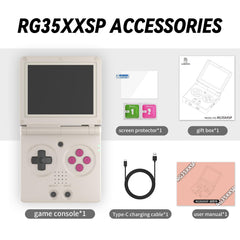 Daxceirf RG35XXSP Flip Handheld Game Console 3.5 inch IPS Screen Linux System 3300mAh Video Portable Gaming Consoles with 64G TF Card Built in 5000 Games Support WiFi Bluetooth (Gray)