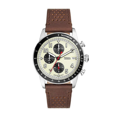 FOSSIL Sport Tourer Watch for Men, Chronograph Movement with Stainless Steel or Leather Strap - White