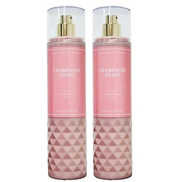 Bath & Body Works CHAMPAGNE TOAST Fine Fragrance Mist - NEW LOOKS 2022 - PACK OF 2 (FULL SIZE MIST 8FL OZ / 236 ML)