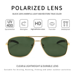 SUNGAIT Men's Polarized Square Aviator Sunglasses Durable Metal Frame for Fishing Driving Golf 100% UV Protection