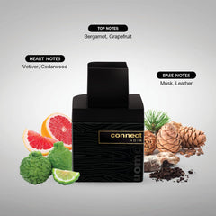Jean Paul Dupont (JPD) Connect Noir Uomo - Long Lasting Perfume for Men - with Citrus and Woody notes - Eau de Toilette 100ml