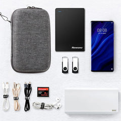 AMERTEER Portable Electronic Accessories Organizer Bag, Waterproof Travel Cable Storage Cases for Charger Bag, USB, SD Cards, Earphones, Hard Drives, Power Bank, and More (Grey)