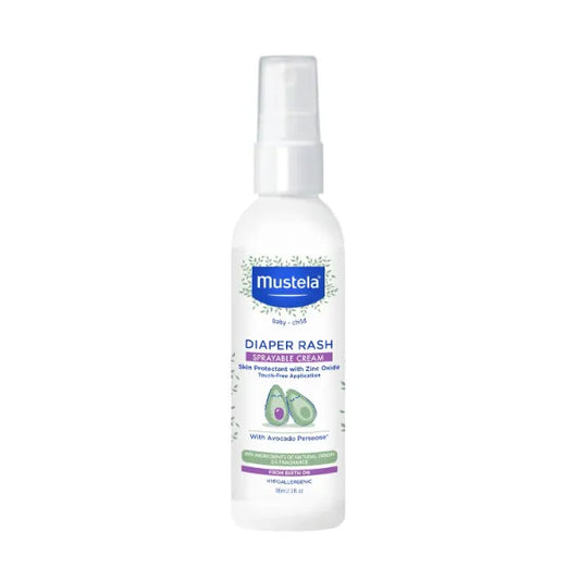 Mustela Baby Diaper Rash Cream Spray – Touch-Free protectant with Zinc Oxide & Natural Avocado - Treats, Soothes and Prevents Diaper Rash- Fragrance-Free - 88ML