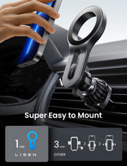 LISEN Fits MagSafe Car Mount Upgrade 18 Magnets Fit iPhone 16 Pro Max Car Phone Holder Mount Super Stable Magnetic Phone Holder for Car Air Vent for Magsafe iPhone 13/14/15 Pro Max Plus