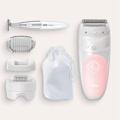 Braun Silk-épil 5 Epilator, Hair Removal, 3 In 1, Includes Shaver & Bikiki Trimmer, Gentle Hair Removal Setting, Wet & Dry, 100% Waterproof, Gifts for Women, 5-820, White/Pink [comes with UK Plug]