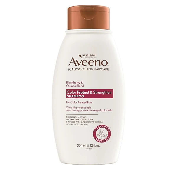 Aveeno Color Protect Strengthen+ Blackberry Quinoa Shampoo, Fresh, 12 Fl Oz