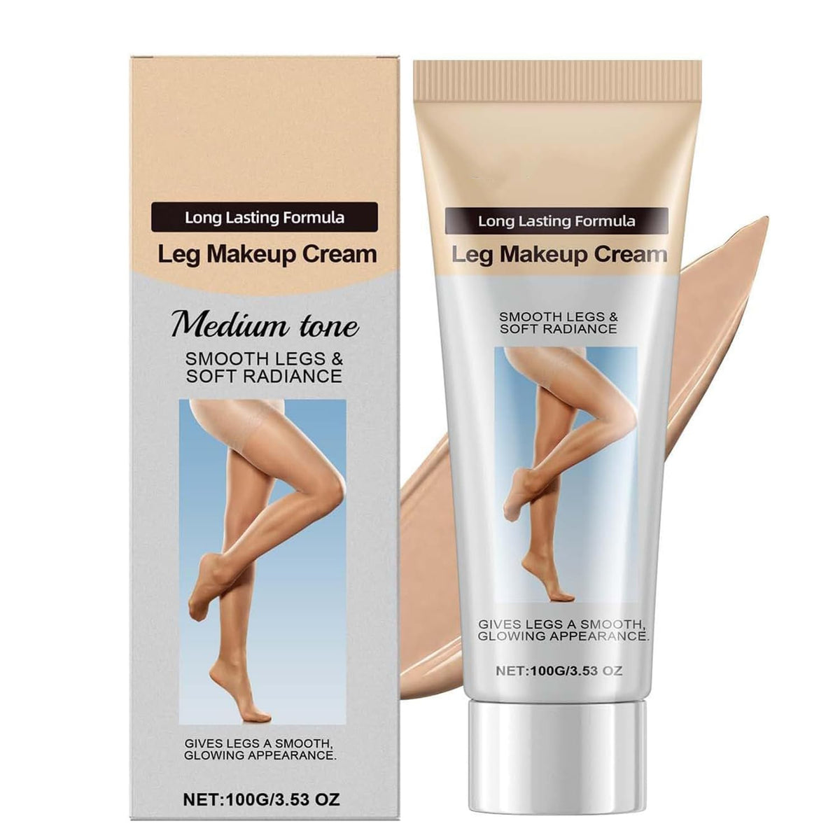 Leg Makeup Cream Waterproof, No Transfer Tattoo Cover Up&Scar Concealer, Long Lasting Body Foundation for Flawless Skin, Leg Varicose Vein Cover Up, Suitable All Skin Tones (Medium tone)
