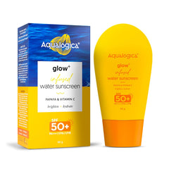 Aqualogica Glow+ infused Water All Skin Type Sunscreen Spf 50+ Pa++++ With Papaya&Vitamin C Ultralight Water-Infused Formula Gives Glowing&Hydrated Skin Lightweight,Hydrating And No White Cast - 50G