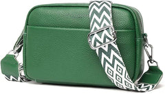 Efilra Small Crossbody Bag for Women, Genuine Leather Camera Bag Purse Crossbody, Women's Crossbody Handbag with Guitar Strap - Green