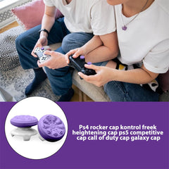 FPS Freek Galaxy Purple for PlayStation 4 (PS4) and PlayStation 5 (PS5), Performance Thumbsticks, 3D Texture Thumb Grip Stick Joystick Thumbstick, Thumbstick Extender for PS5 (1 High-Rise, 1 Mid-Rise)
