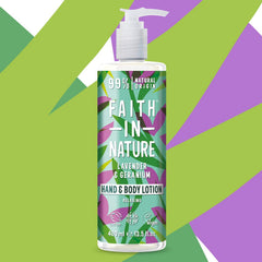 Faith in Nature | 400 ml | Lavender & Geranium Hand & Body Lotion Relaxing | 99% Natural Ingredients | Vegan & Cruelty-Free Skincare