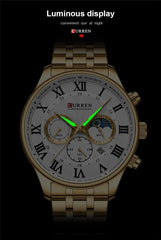 CURREN Original Brand Stainless Steel Band Wrist Watch For Men With Brand (Box & Bag)-8427 - SILVER WHITE
