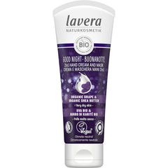 Lavera Good Night 2in1 Hand Cream and Mask - natural cosmetics - vegan - certified - organic grape & organic shea butter - 75ml, white