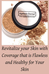 Ageless Derma Mineral Face Powder Foundation Makeup. Natural Full Coverage Loose Foundation with Vitamin and Green Tea. Made in USA