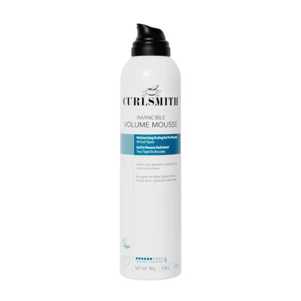 CURLSMITH - Invincible Volume Hair Mousse, Instant Volume, Alcohol Free, Non-Sticky, for Wavy, Curly or Coily Hair, Vegan (200ml/6.8fl oz)