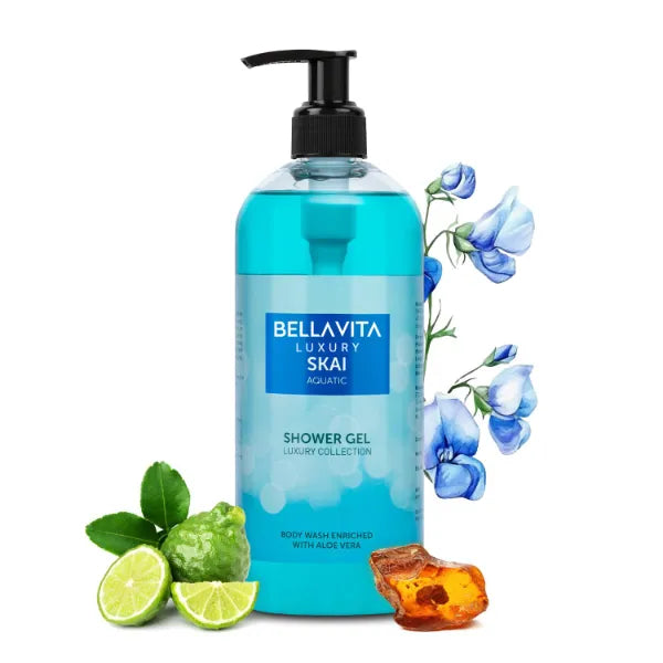 BellaVita Luxury Skai Aquatic Body Wash Shower Gel for Men and Women, Bodywash with Aloe Vera Extract | Deep Cleansing, Hydrating, Moisturising Suitable for All Skin Types - 500ml