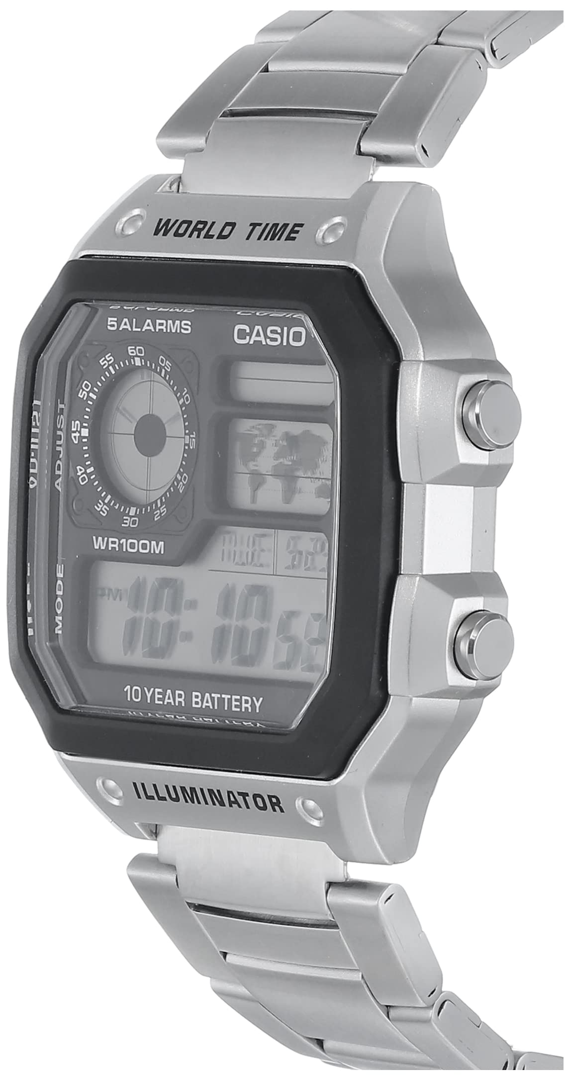 Casio Men's Digital Dial Stainless Steel Band Watch Silver