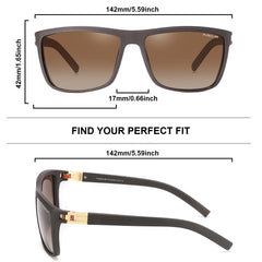 PUKCLAR Polarized Sunglasses for Men Lightweight TR90 Frame UV400 Protection Square Sun Glasses