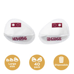 Tommee Tippee Made for Me Daily Disposable Breast Pads, Soft, Absorbent and Leak-Free, Contoured Shape, Adhesive Patch, Large, Pack of 40