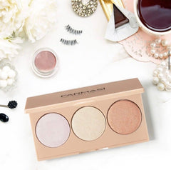 FARMASI Makeup Face Palette, Trio Eyeshadow, Long Lasting Face Sculpting, Shimmer Illuminator, Blush and Highlighter Powder, Glow Contour Shadow Bronzer, All Skin Types, 0.52 oz. / 15 g (Peach Bite