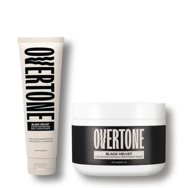 Overtone Semi Permanent Hair Color & Maintenance Daily Conditioner Set, Black Velvet