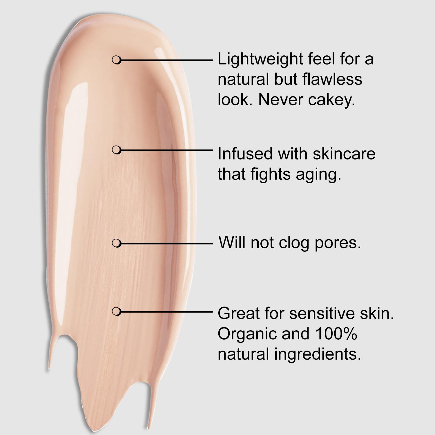 (Cream) - BaeBlu Organic Aloe-Based LUX Liquid Foundation, Natural Vegan Gluten-Free Made in USA, Cream