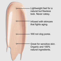 (Cream) - BaeBlu Organic Aloe-Based LUX Liquid Foundation, Natural Vegan Gluten-Free Made in USA, Cream