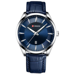 CURREN Anself 8365 Quartz Man Wristwatch Watch for Male with Leather Strap Band Calendar Indicator Date Waterproof Mens Watches Wearable Accessories - Blue