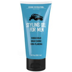 Viking Revolution Hair Gel for Men Strong Hold - Mens Hair Gel Extra Strength - Styling Gel for Hair Clear Hair Gel - Firm Hold Gel Hair High Shine Non-Flaking Curly Hair Gel (10oz)