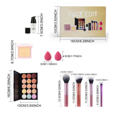 Makbeaty Facial and Lip Set,Holiday Makeup Gift Set Include15 Color Concealer Palette, Makeup Brush, Makeup Powder, Makeup Sponge, Smooth and Blur Primer.