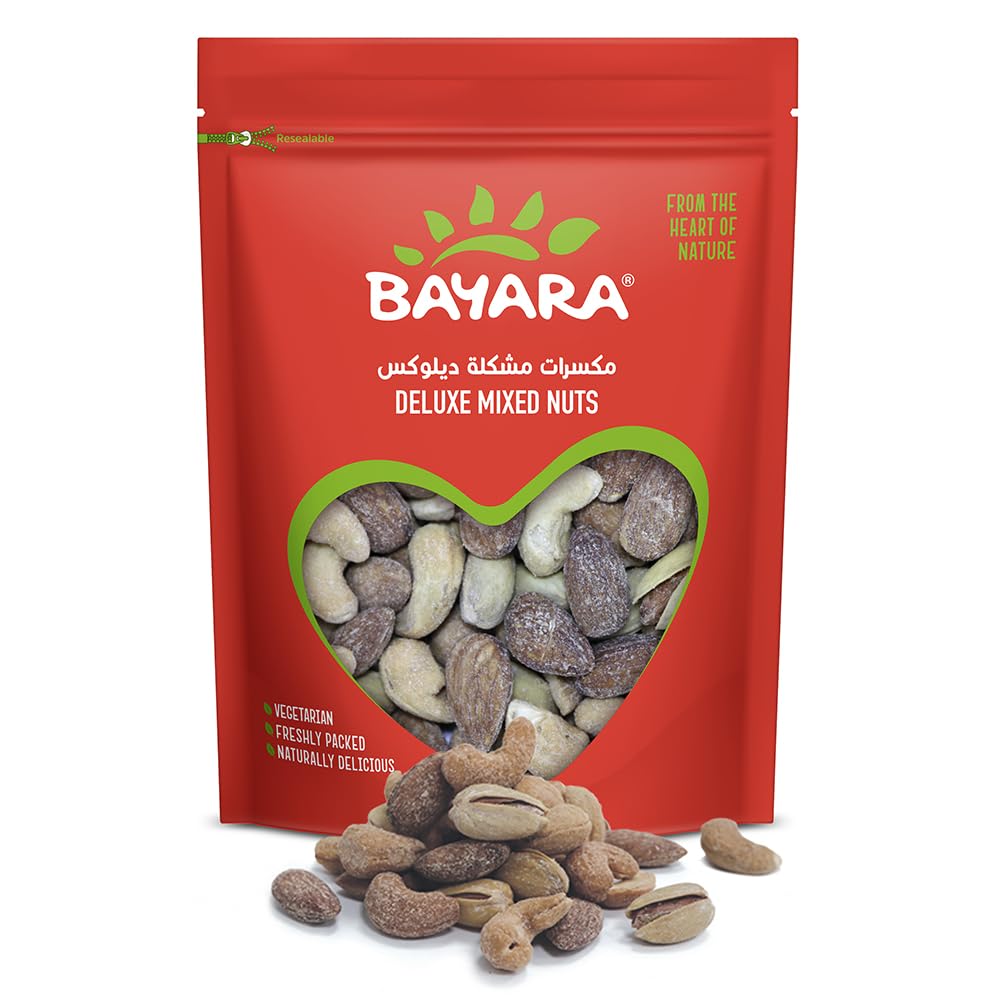 Bayara Deluxe Mixed Nuts Delicious blend of Roasted Almonds, Cashews, And Pistachios - 400Gm