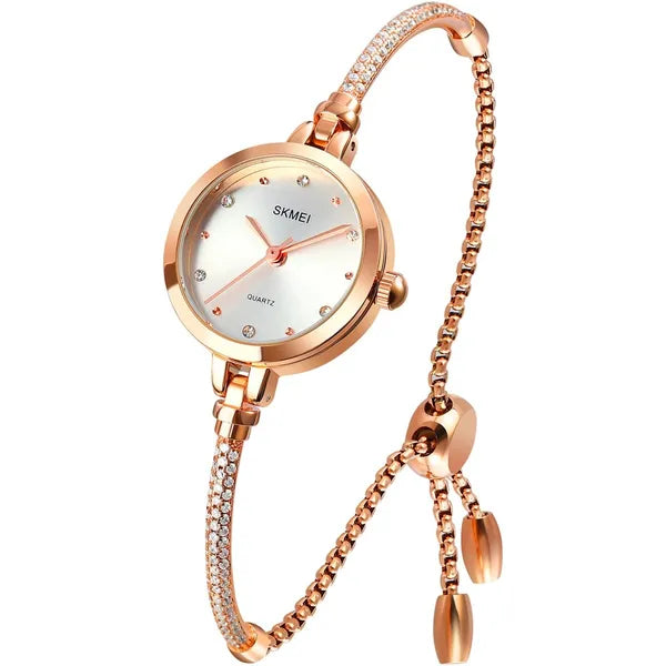 SKMEI Women Watch Bracelet Diamond Ladies  Small Rose Gold Fashion Luxury Thin Waterproof