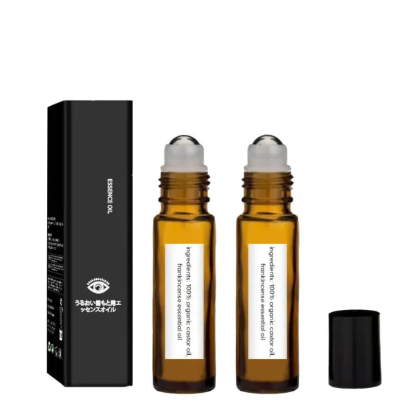 Grospe 2 Pcs Eye Rollerball Castor Oil and Frankincense for Eyes, Bags Under Eyes
