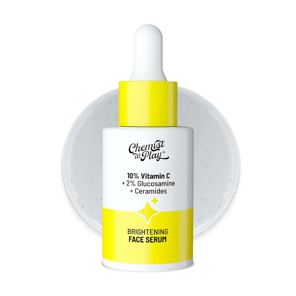 Chemist At Play 10% Vitamin C Face Serum |Brightens & Gives Glow |Fades Dark Spots |Treats Hyperpigmentation| Balances Melanin Production | Ethyl Ascorbic Acid & Glucosamine | For All Skin Types 30ml