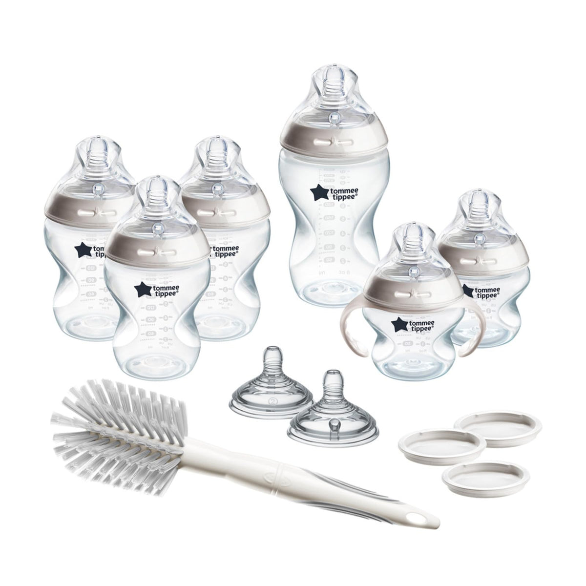 Tommee Tippee Natural Start Grow with Baby Bottle Set, 5oz, 9oz and 11oz, Slow, Medium and Thicker Flow, Removable Bottle Handles, Self-Sterilizing