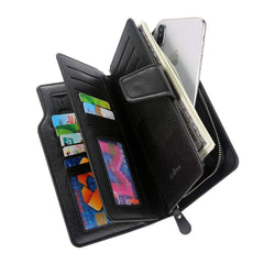 Men business casual long paragraph hasp wallet phone package multifunction hand bag QB57A Black
