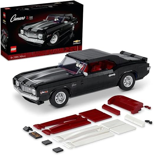 LEGO 10304 Icons Chevrolet Camaro Z28, Customisable Classic Car Model Building Kit for Adults, Vintage American Muscle Vehicle Gift Idea