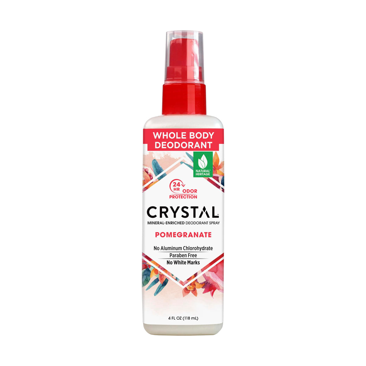Crystal Essence Mineral Deodorant Spray- Body Deodorant With 24-Hour Odor Protection, Non-Staining Pomegranate Spray, Aluminium Chloride & Paraben Free, 4 FL OZ