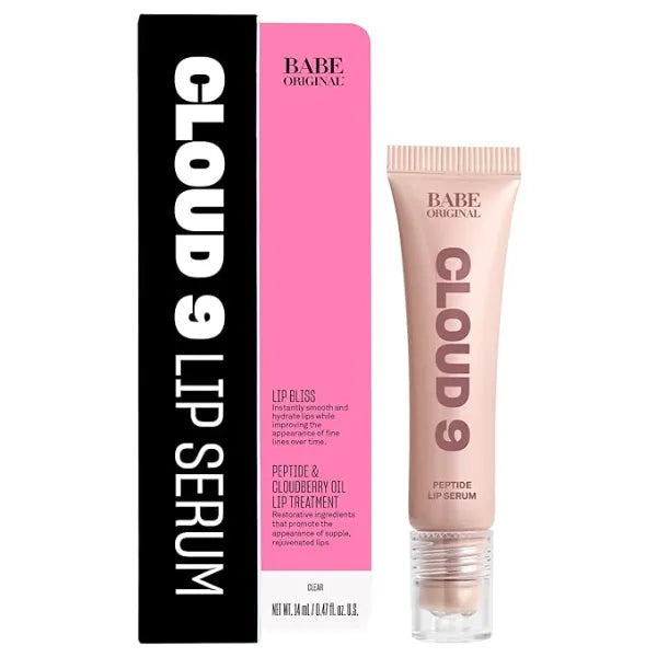 Babe Original Cloud 9 Peptide Lip Serum Daily Lip Treatment with Cloudberry Oil, Mushroom Extracts, Hyaluronic Acid for Dryness & Fine Lines Smoothing & Hydrating Lip Moisturizer Vegan Lip Care