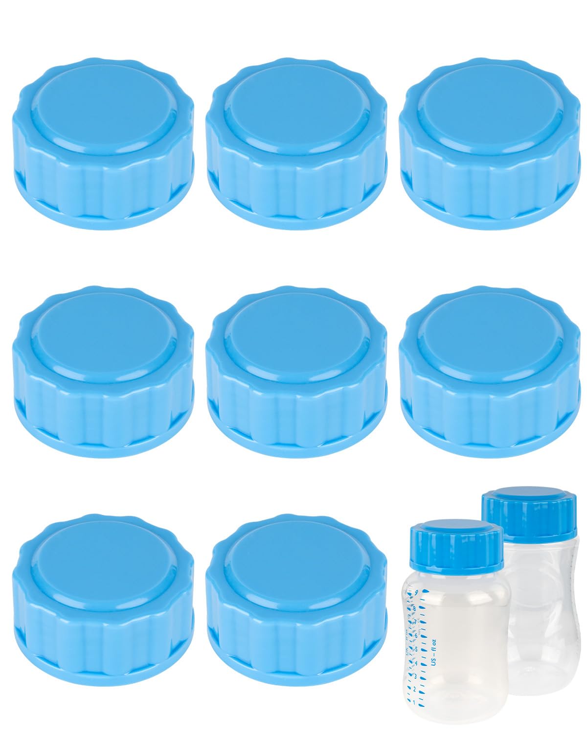 Travel and Storage Bottle Caps Compatible with Avent Baby Bottles, Bottle Lids Replacement, 8 Count, Blue