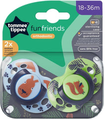 Tommee Tippee Fun Style Soothers, Symmetrical Orthodontic Design, BPA-Free Silicone Baglet, Includes Steriliser Box, 18-36m, Pack of 2, Blue