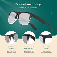 WASAIKKU Polarized Sunglasses for Men Women Classic Fashion Sunglasses Baseball Cycling Driving Fishing Golf Mens Sunglasses with UV Protectio - Black/clear frame with mercury lens