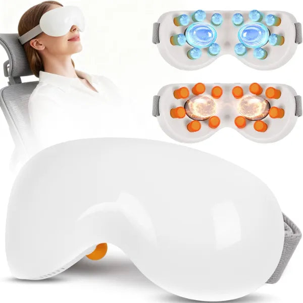 CAMLKE Eye Massager with Heat and Cooling, Eye Mask for Eye Strain Relief | Heated Eye Massager for Migraines, Relax Before Sleep, Bluetooth Music, USB C Rechargeable, Ideal Gifts for Mother Daily Use